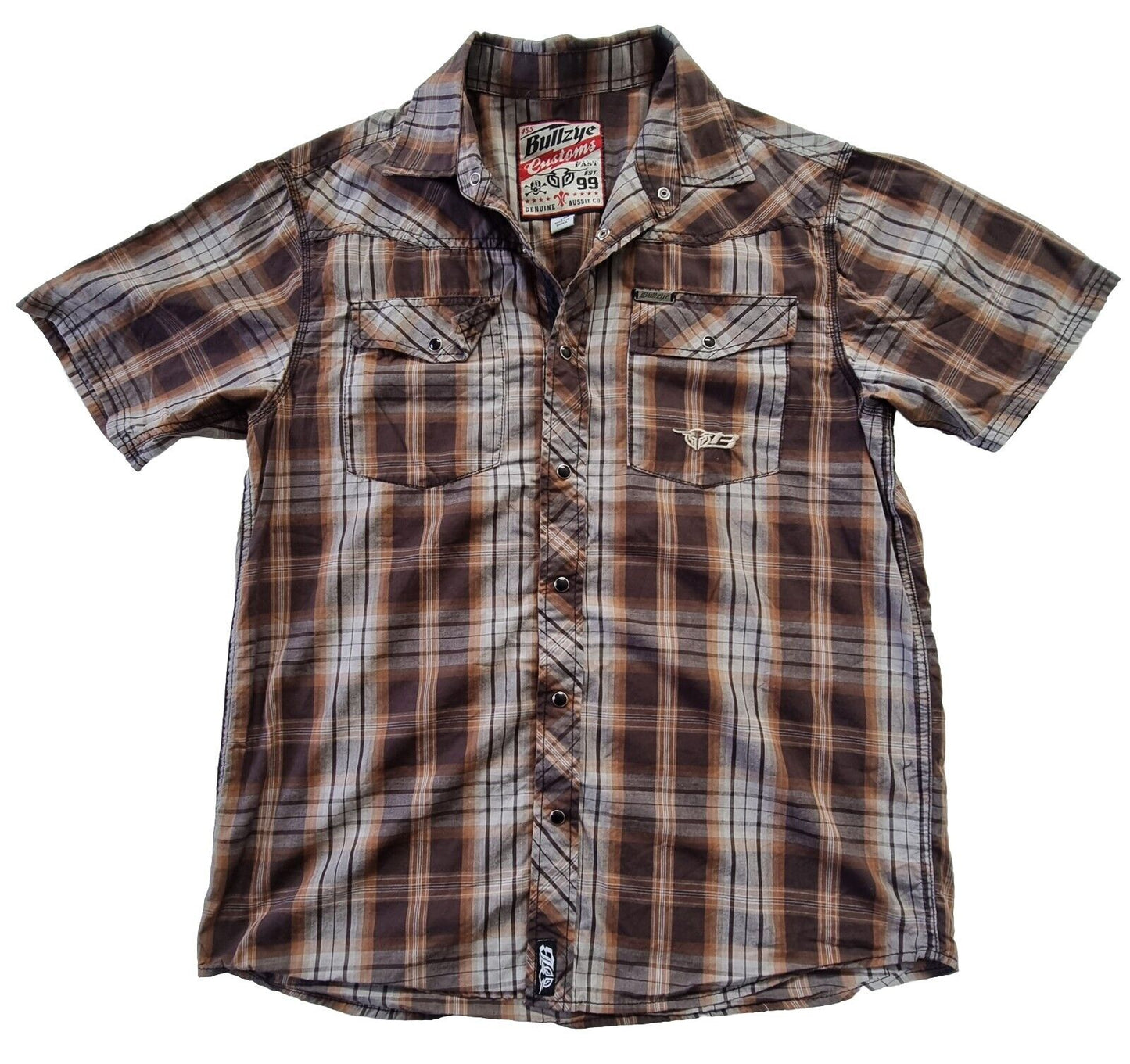 Bullzye Customs Rodeo Short Sleeve Mens Shirt Size L