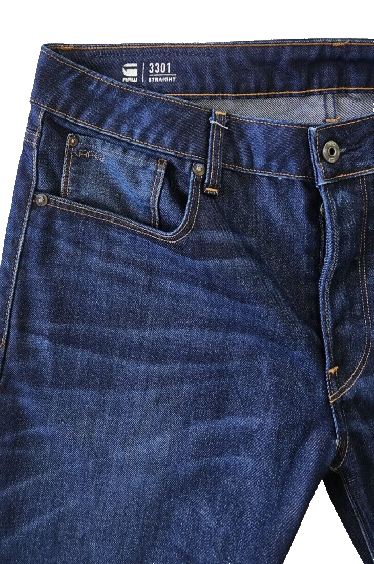 G-Star 3301 Straight leg Button Fly Men's Denim Jeans Size 34 x 30