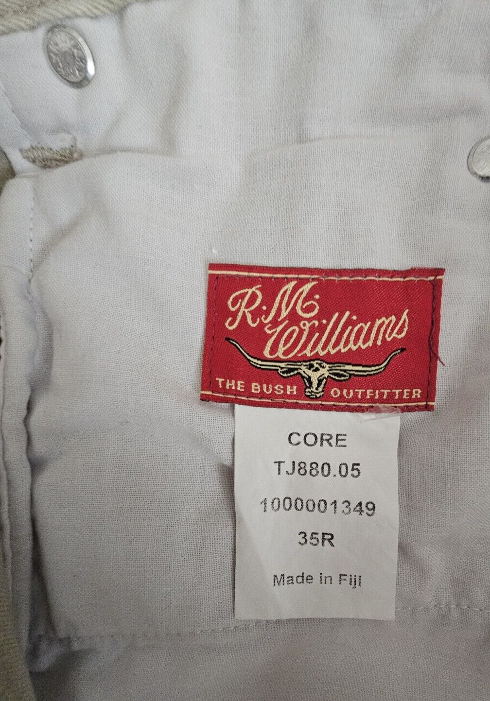 R.M. Williams Bone Jeans Regular Fit Mens Size 35 x 28