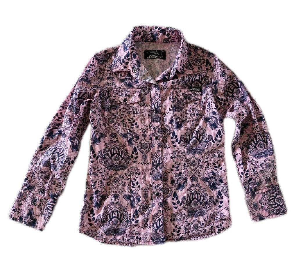 Pure Western Rodeo Girls Long Sleeve Shirt Size 6