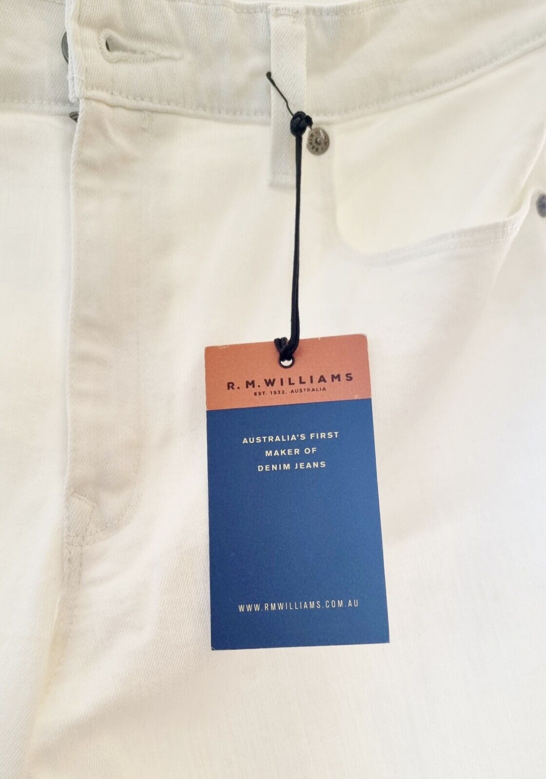 R.M Williams Kimberley White Straight Leg Jeans Size 36x32 NEW RRP $159