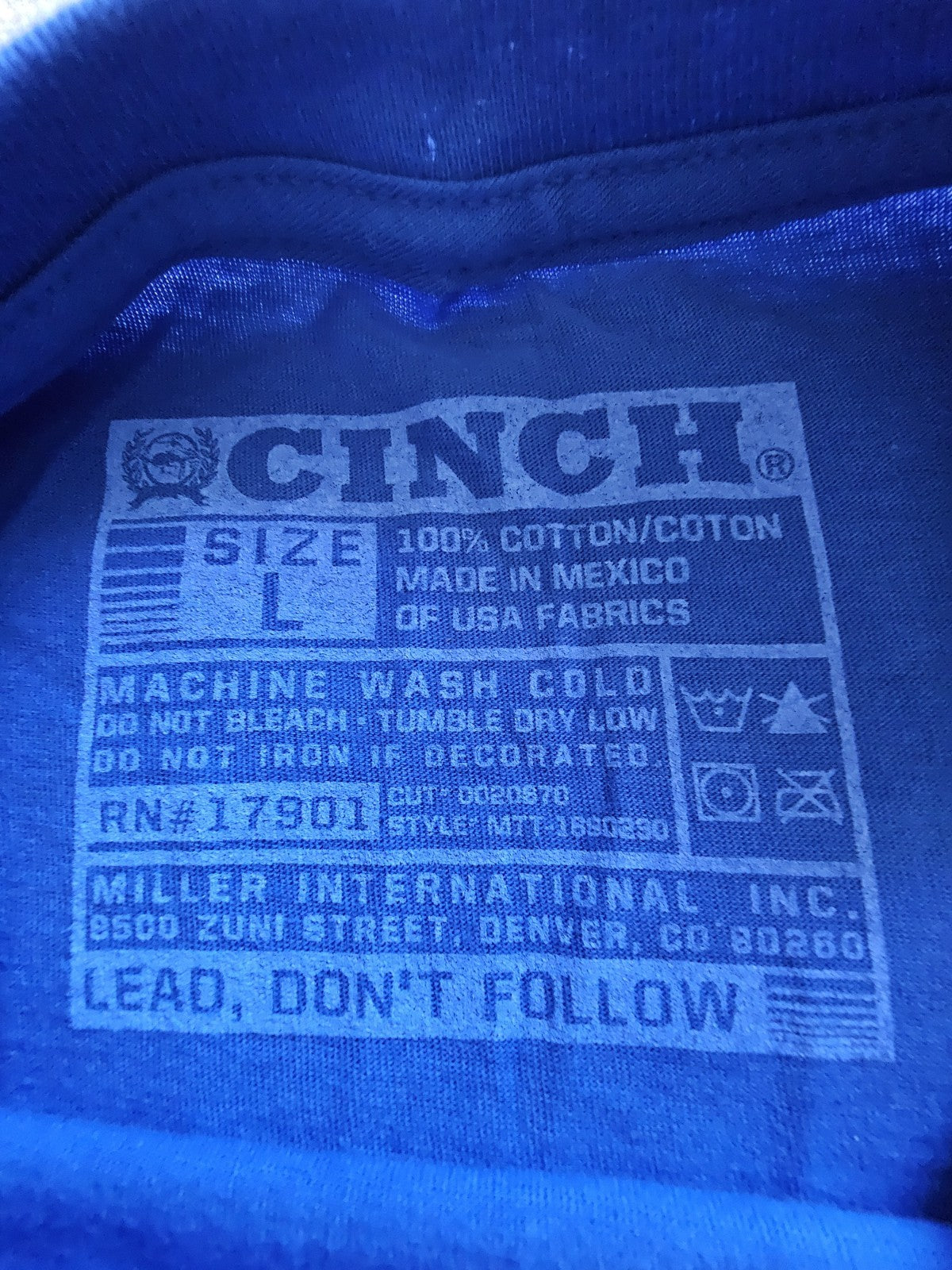 Cinch Logo Tee Mens Size L