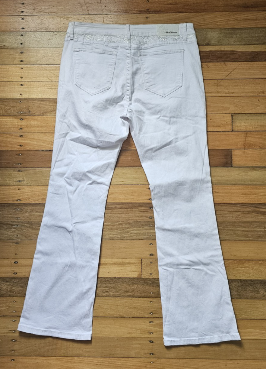 Grace In LA Easy Fit Bootcut Ladies White Jeans Size 34