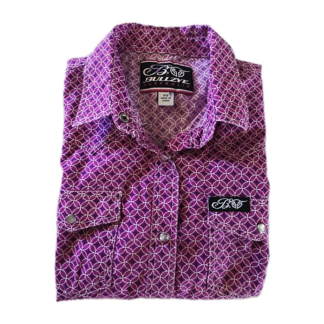 Bullzye Western Rodeo Short Sleeve Shirt Girls Size 12