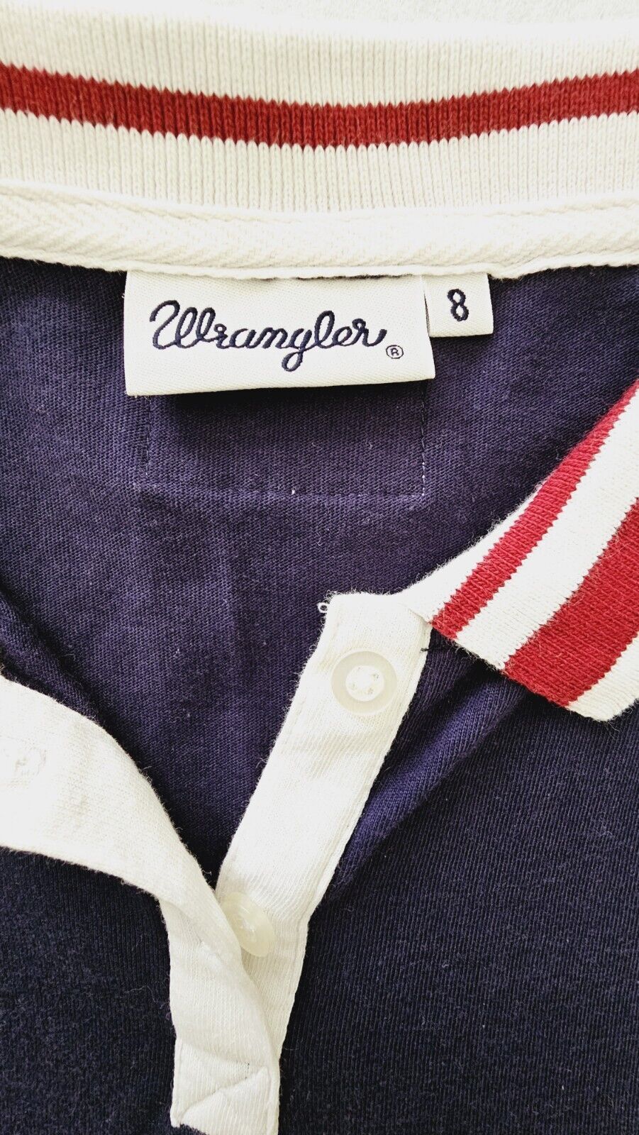 Wrangler Retro Logo Collard Crop Shirt Ladies Size 8