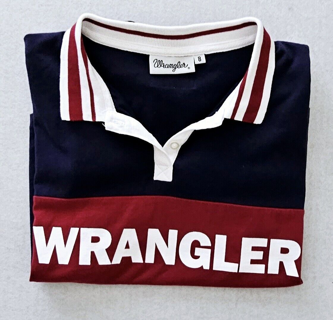 Wrangler Retro Logo Collard Crop Shirt Ladies Size 8