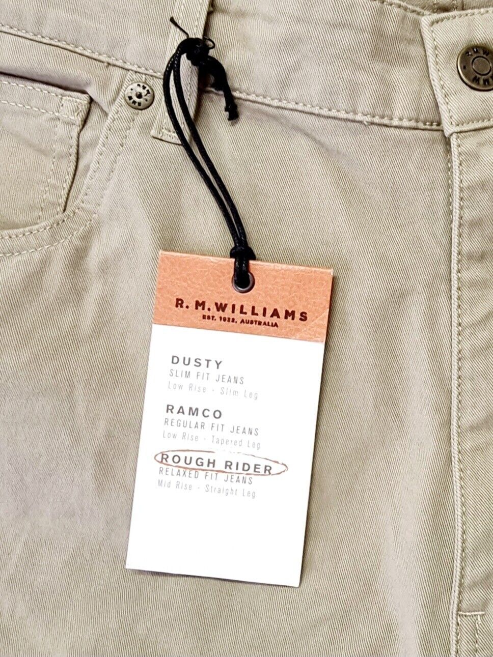 R.M. Williams Rough Rider Sand Relaxed Fit Straight Leg Pants Men's Size 42 NEW