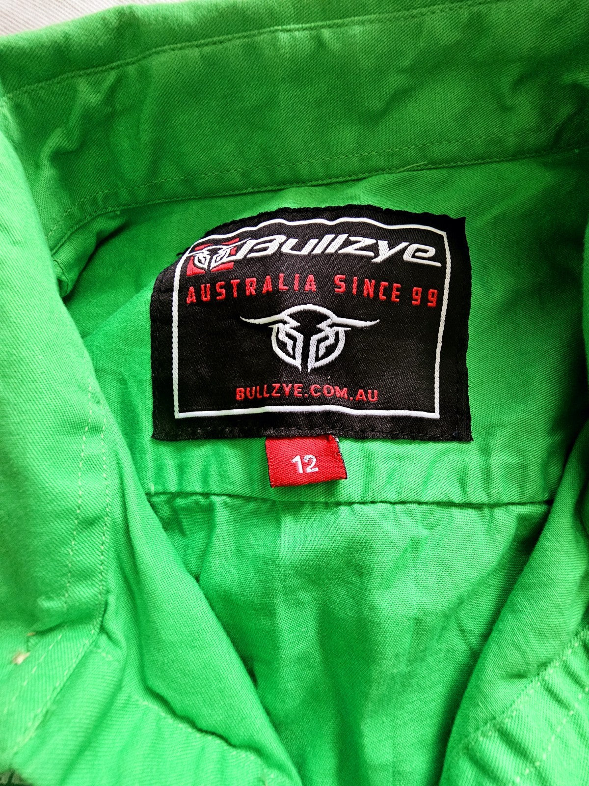 Bullzye Green Rodeo Long Sleeve Half Button Logo Shirt Ladies Size 12