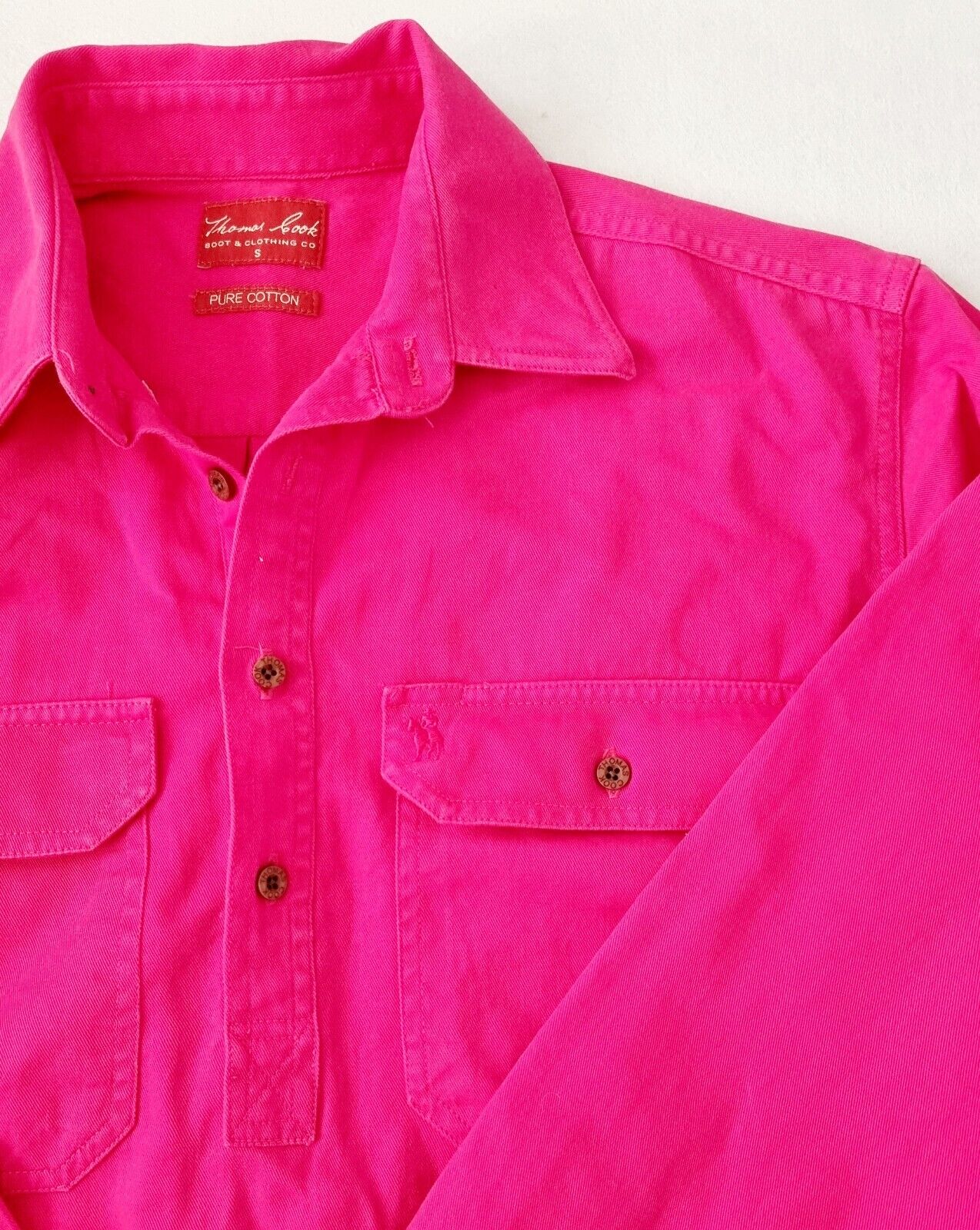 Thomas Cook Heavy Drill 1/2 Plkt L/S 2 Pocket Shirt Pink Mens Size S