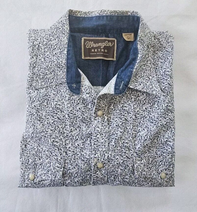 Wrangler Western Retro Campdraft Long Sleeve Dress Shirt Men's Size Large
