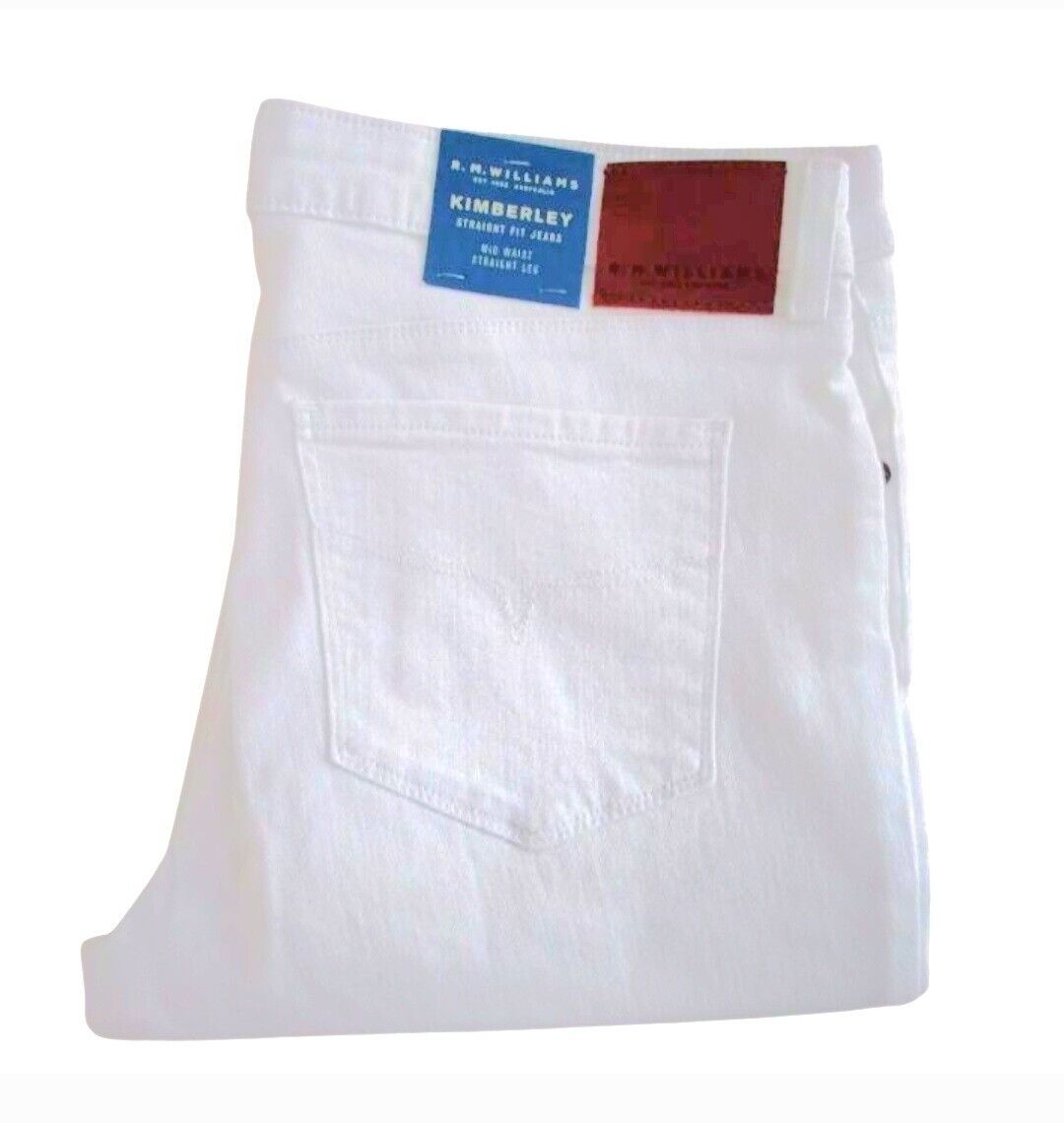 R.M Williams Kimberley White Straight Leg Jeans Size 36x32 NEW RRP $159