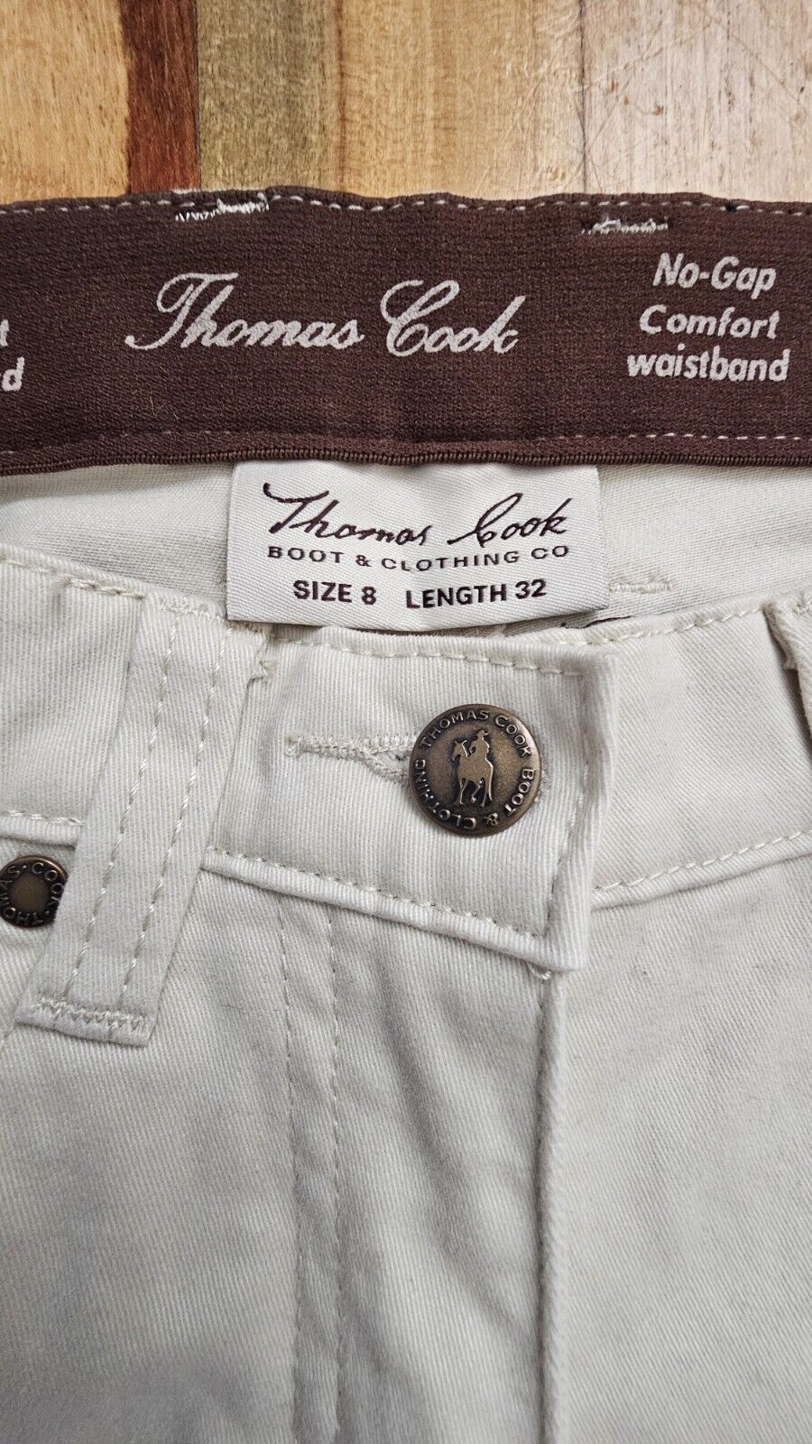 Thomas Cook Bootcut Bone No Gap Comfort Waistband Ladies Jeans Size 8