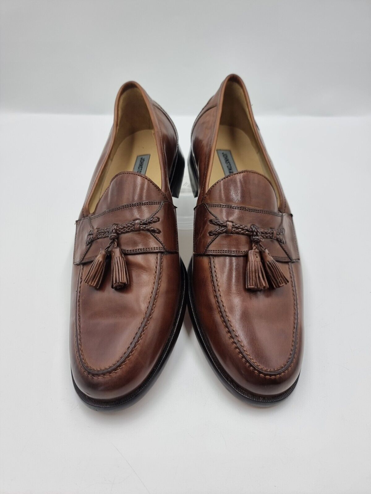 Johnston & Murphy Hayes Tassel cognac Leather Loafer Shoes Mens Size 13 M