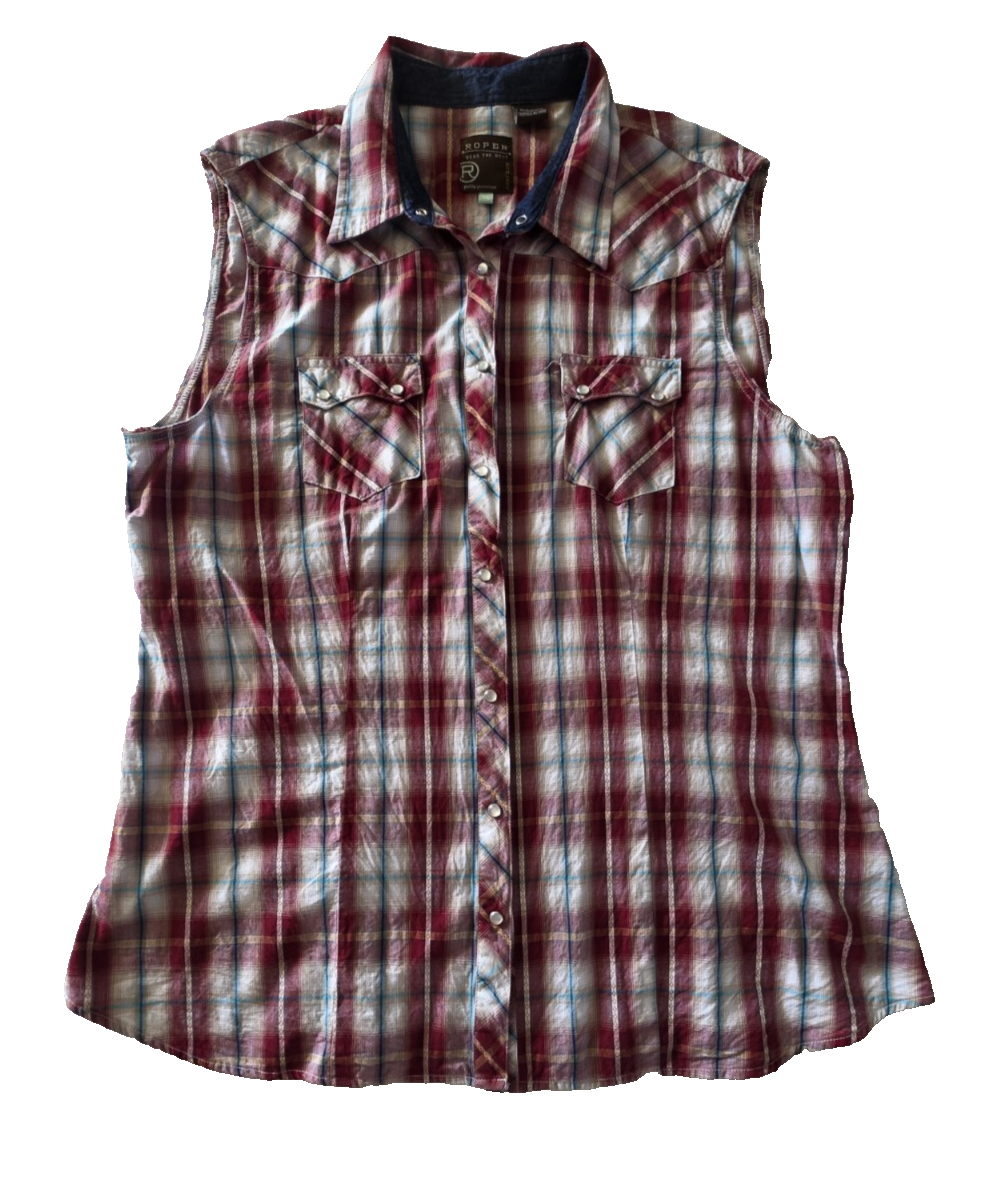 Roper Western Rodeo Arena Sleeveless Shirt Ladies Size XL