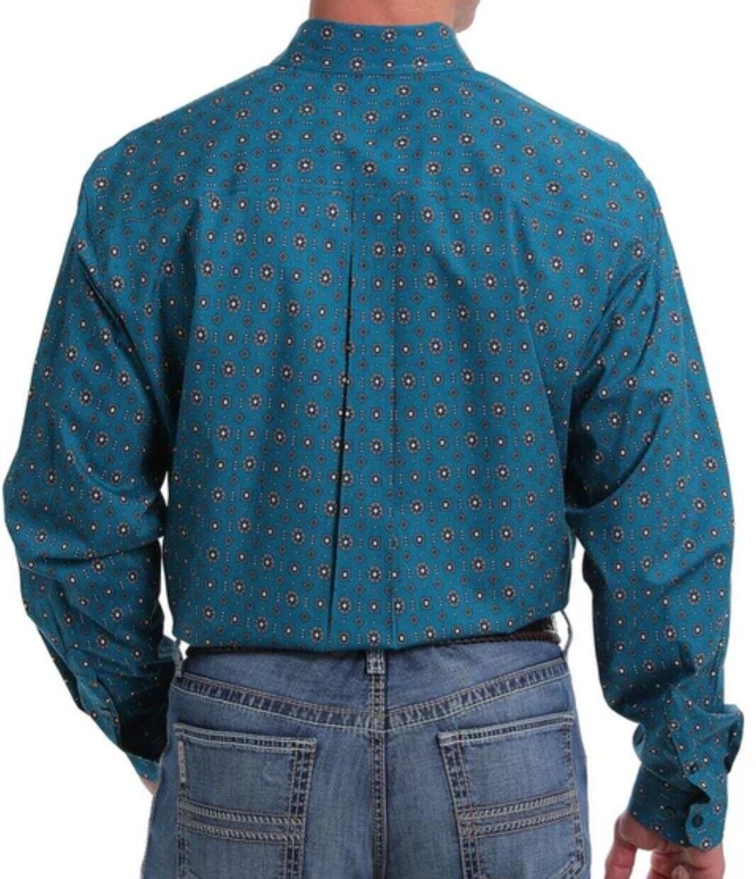 Cinch Men's Teal Patterned Long Sleeve Shirt Size XL New RRP $ 115