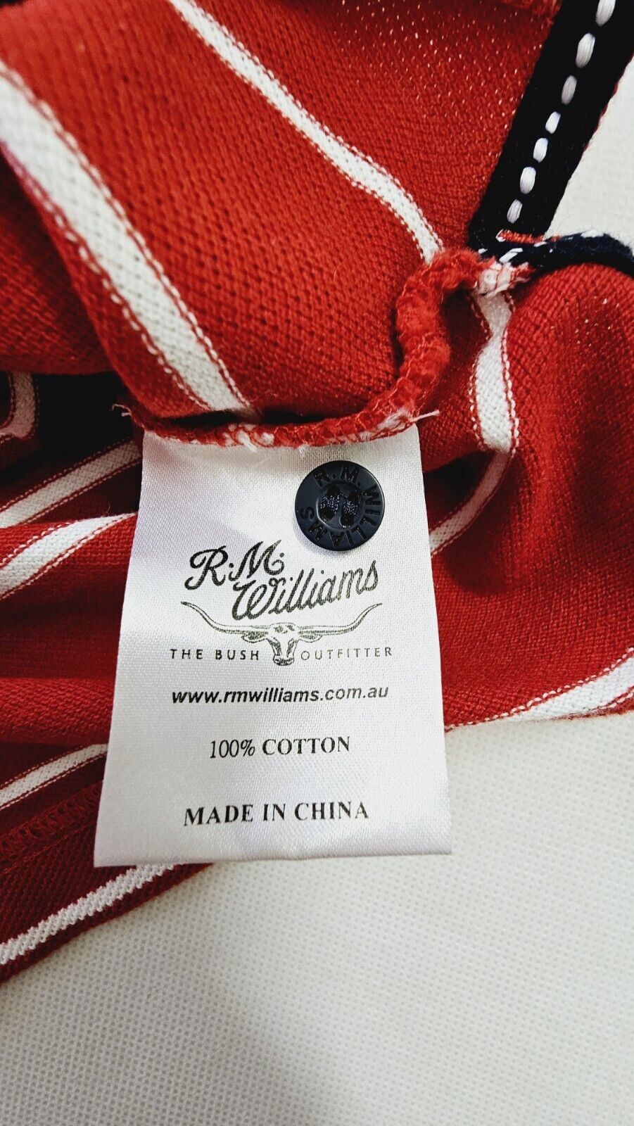 R.M Williams Regular Fit Polo Red Striped Men's Size Small