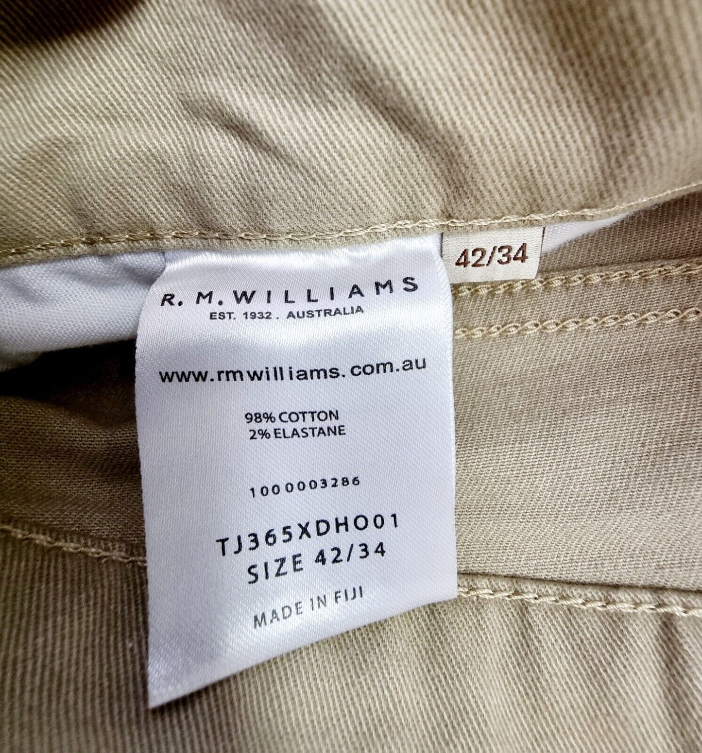 R.M. Williams Rough Rider Sand Relaxed Fit Straight Leg Pants Men's Size 42 NEW