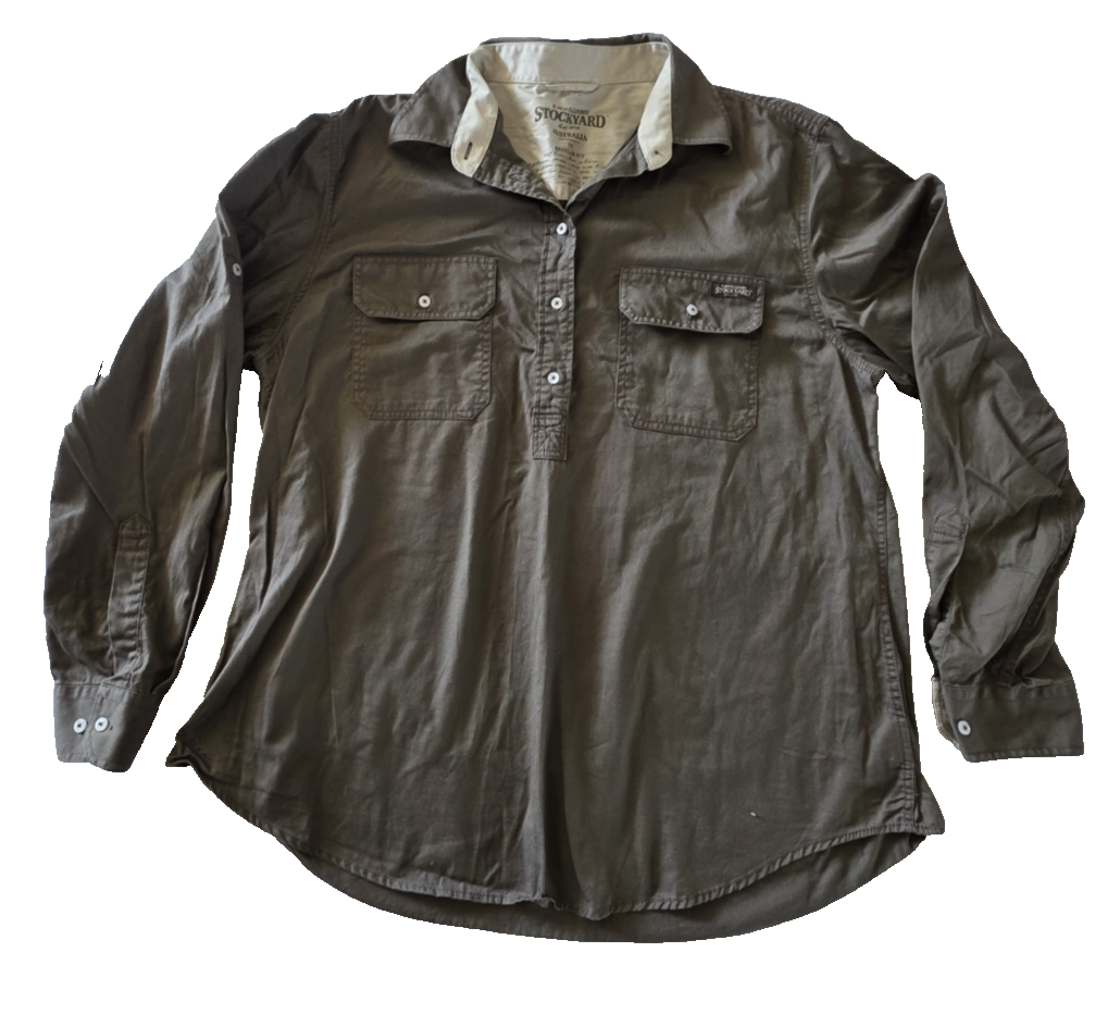 R.M Williams Stockyard Regular Fit Half Button Ladies Western Shirt Size 16