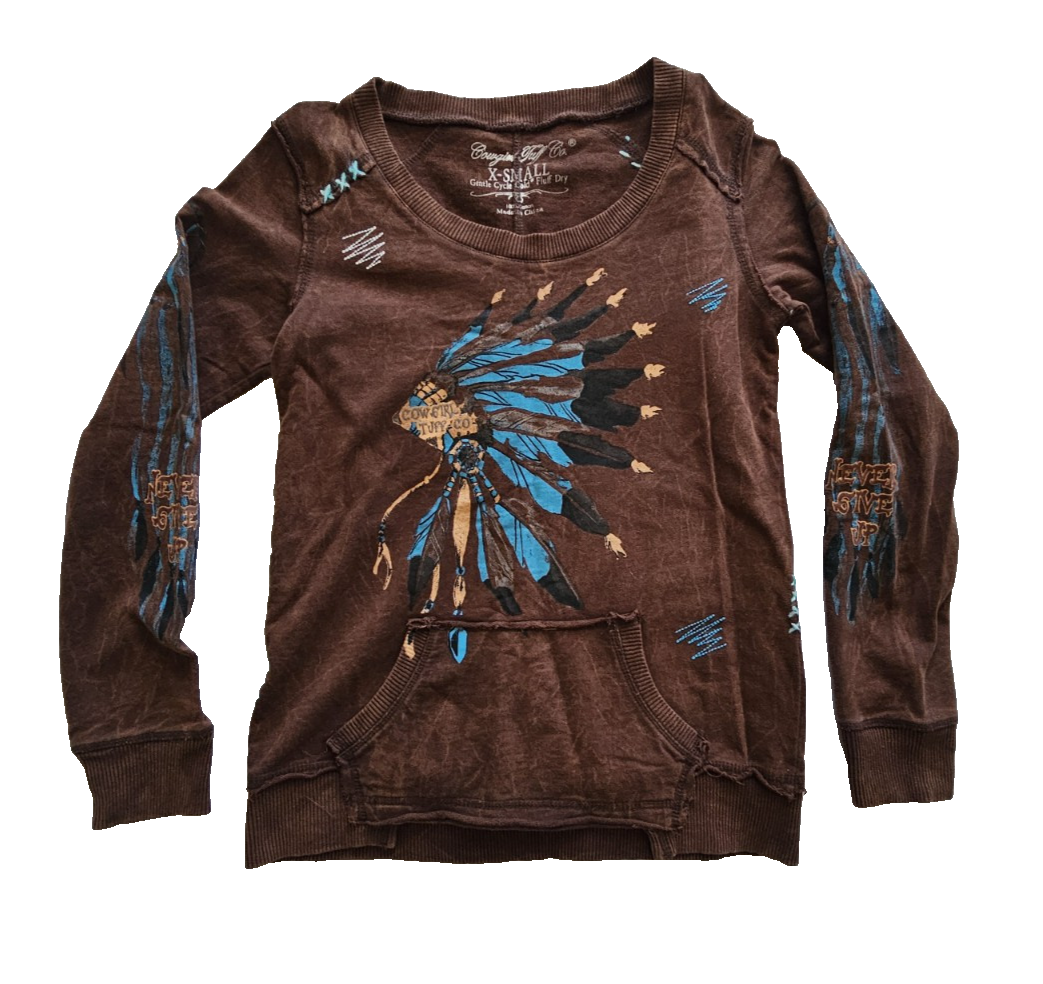Cowgirl Tuff Western Never Give Up Jumper Ladies Size XS