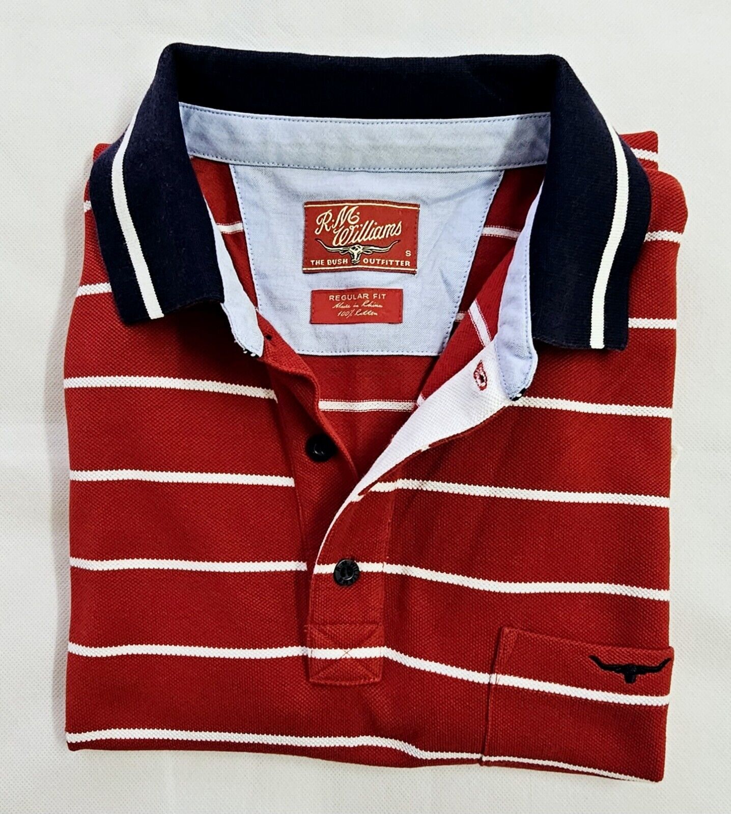 R.M Williams Regular Fit Polo Red Striped Men's Size Small