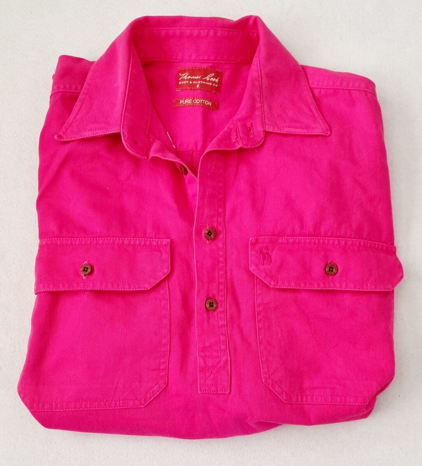 Thomas Cook Heavy Drill 1/2 Plkt L/S 2 Pocket Shirt Pink Mens Size S
