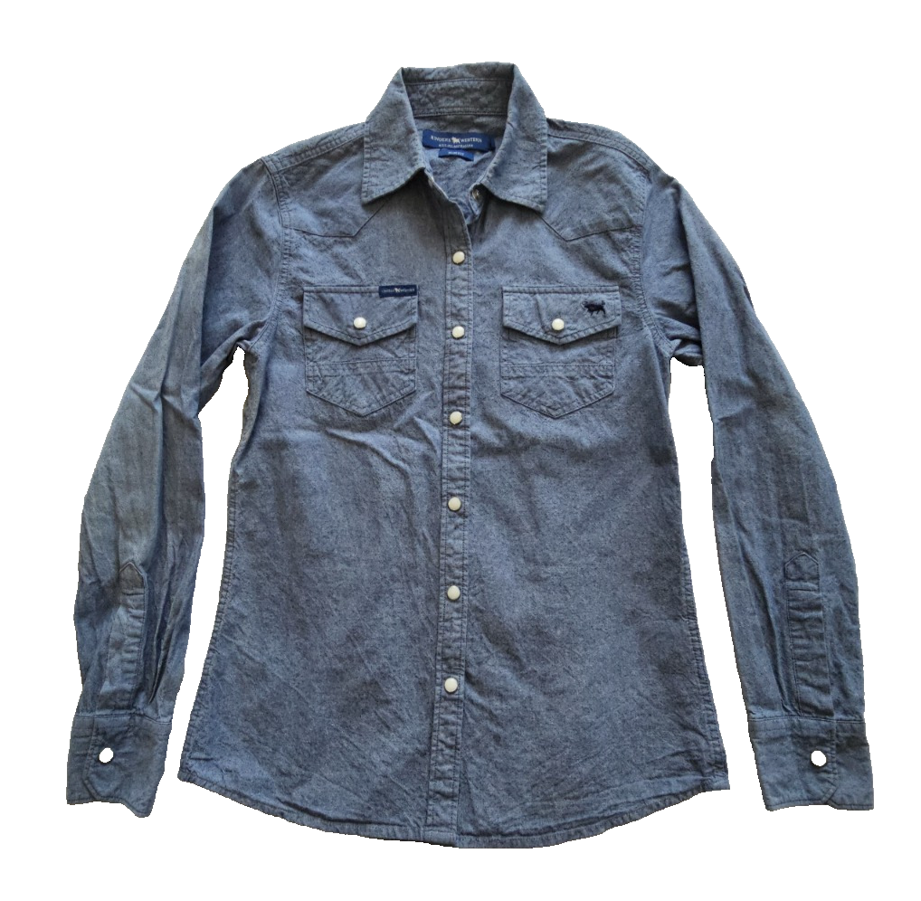 Ringers Western Rodeo Slim Fit Long Sleeve Denim Look Shirt Ladies Size 6
