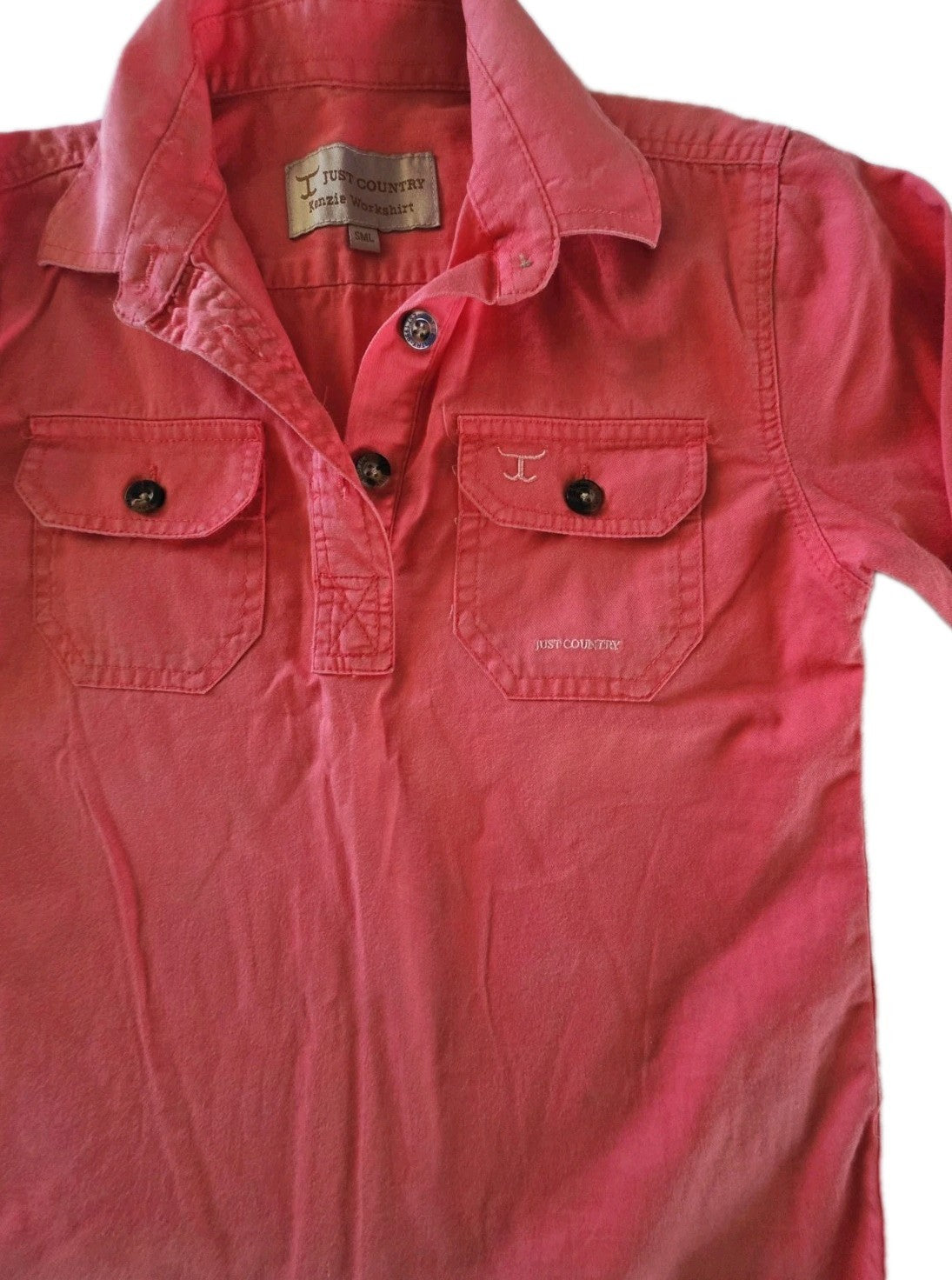 Just Country Kenzie Workshirt Hot Coral Girls Size Small