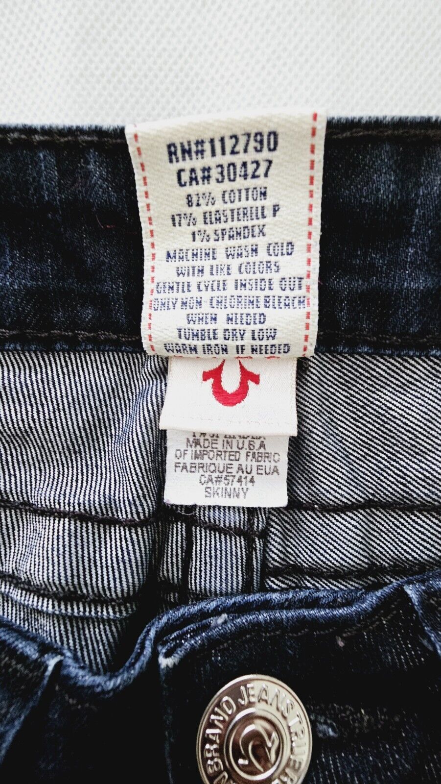 True Religion World Tour Skinny Blue Jeans Ladies Size 27