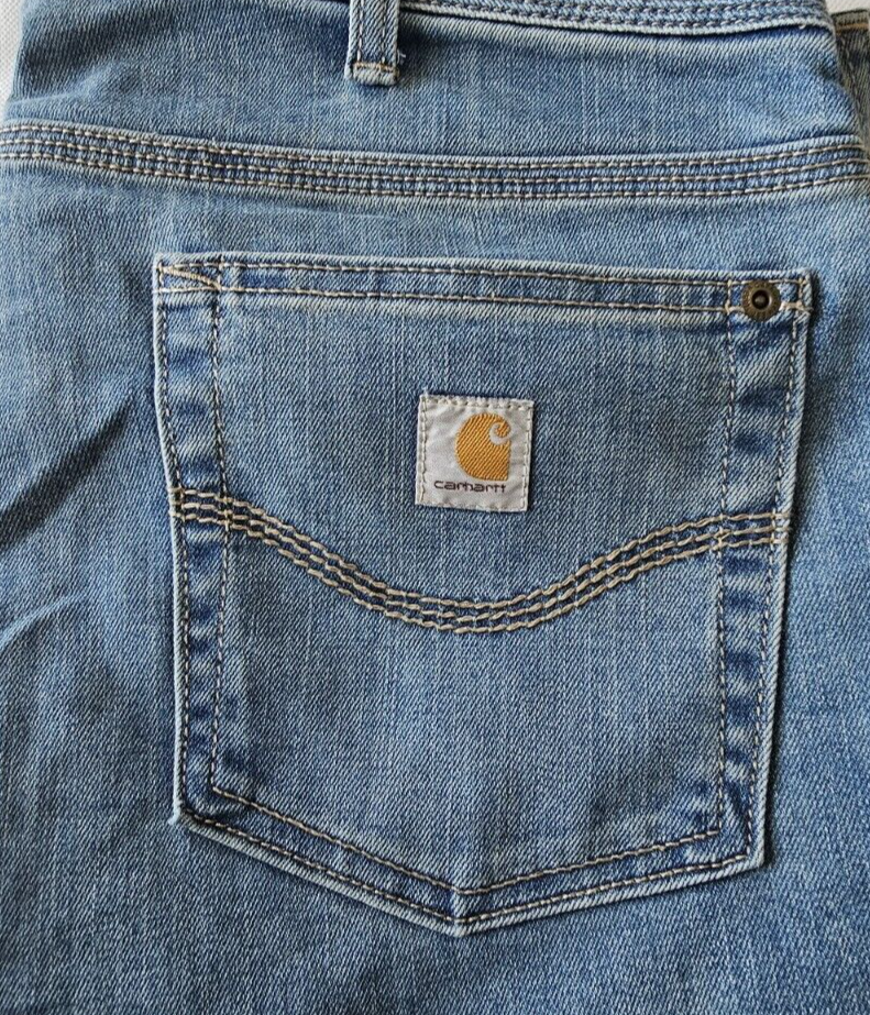 Carhartt Blue Relaxed Fit Bootcut Leg Denim Jeans Ladies Size 12 Short