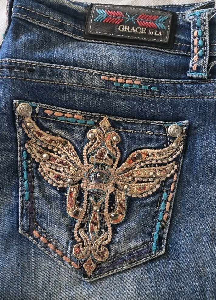 Grace In LA Easy Fit Bootcut Ladies Denim Jeans Size 30