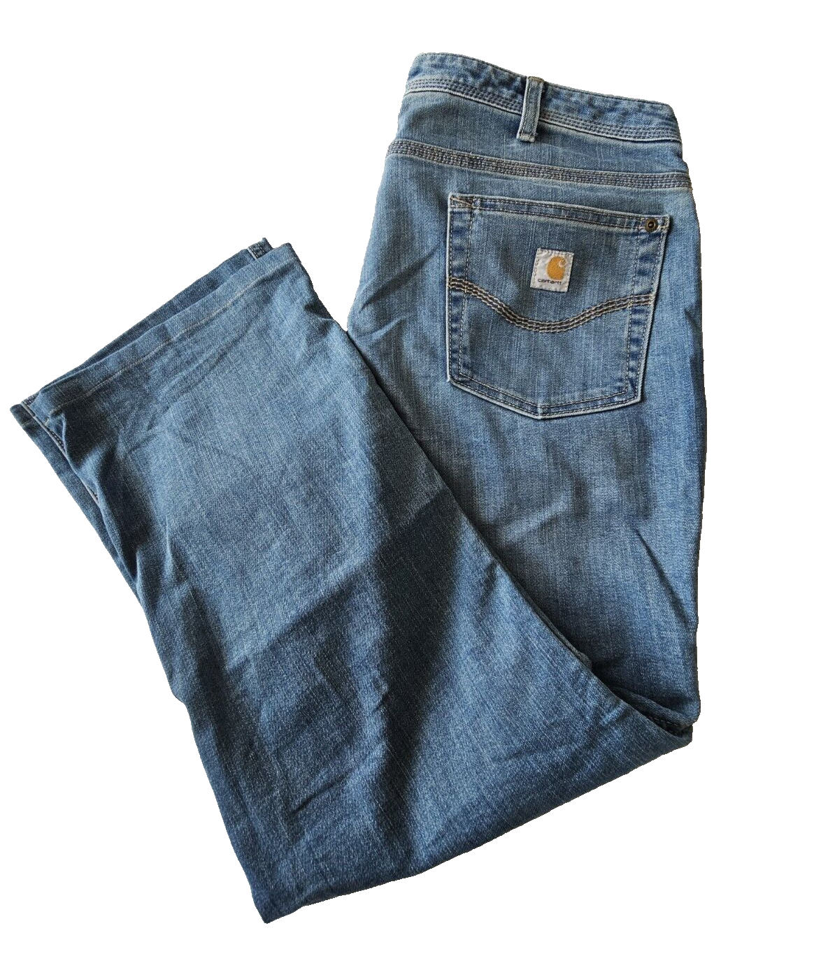Carhartt Blue Relaxed Fit Bootcut Leg Denim Jeans Ladies Size 12 Short