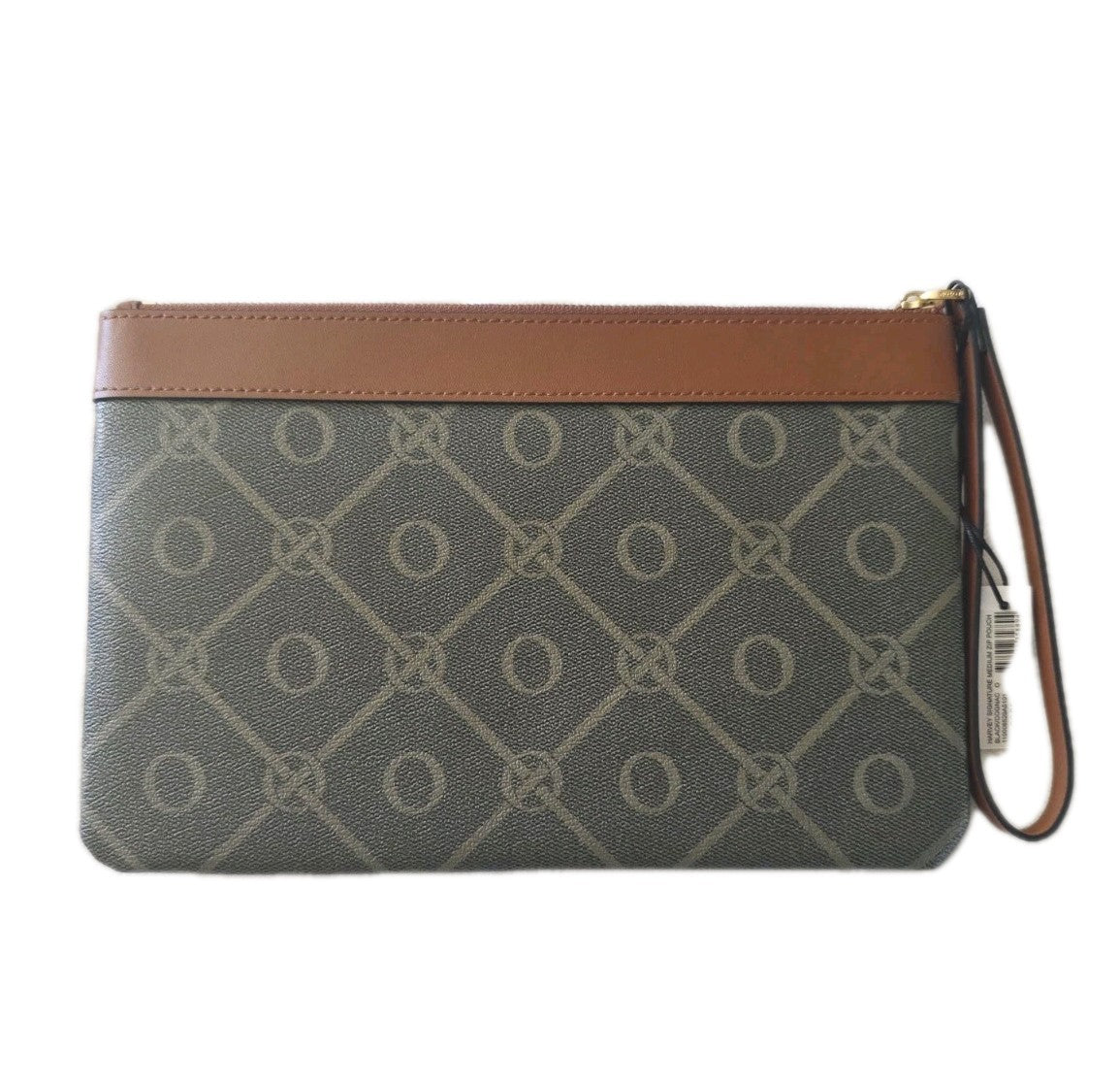 Oroton Harvey Signature Medium Zip Pouch Black/Cognac NEW