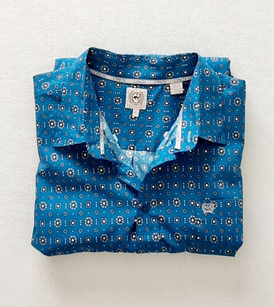 Cinch Men's Teal Patterned Long Sleeve Shirt Size XL New RRP $ 115