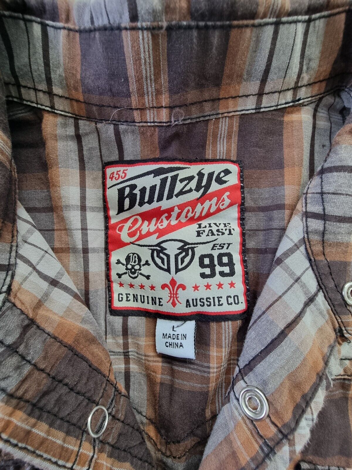 Bullzye Customs Rodeo Short Sleeve Mens Shirt Size L