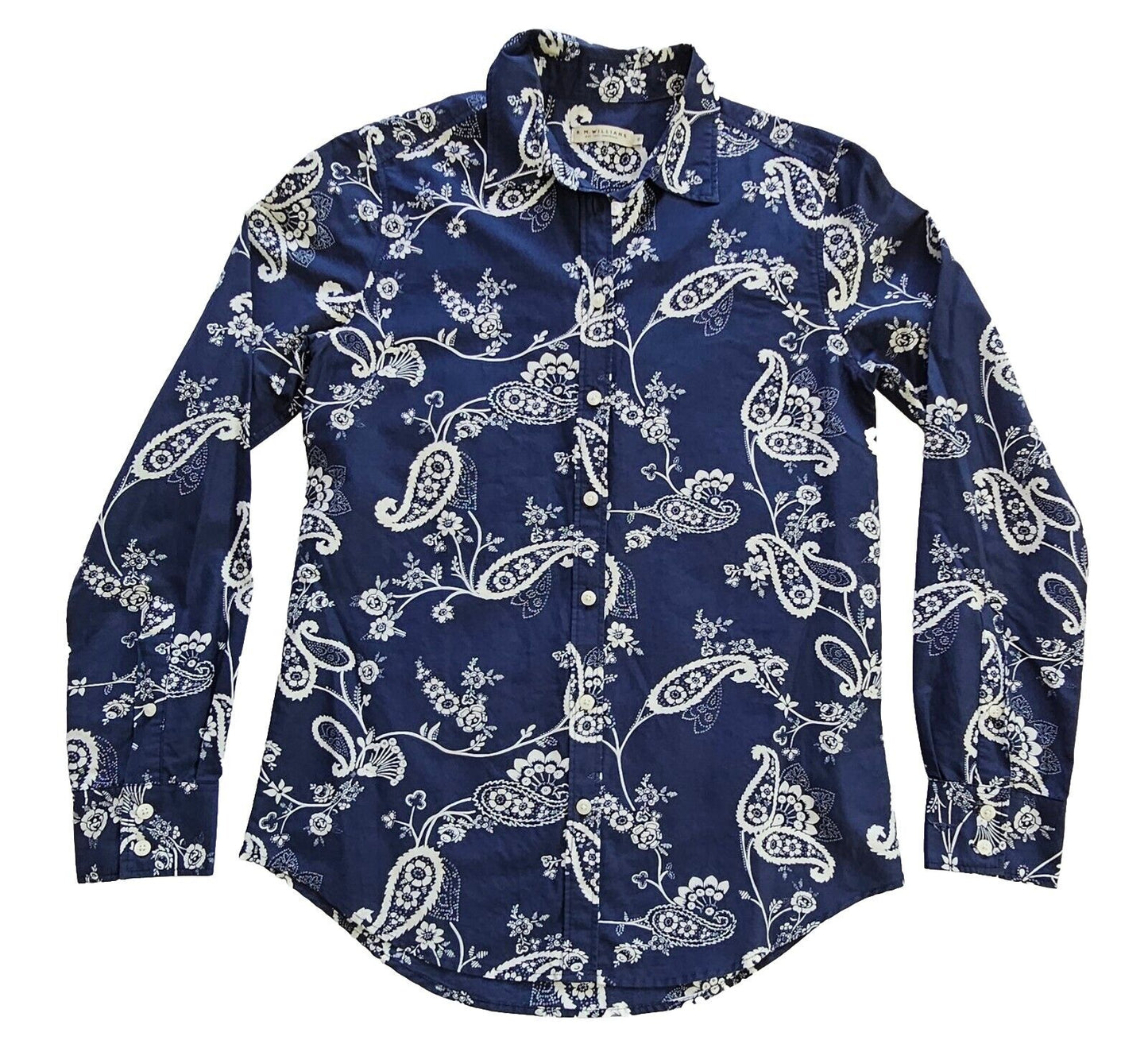R.M. Williams Navy Floral Cotton Silk Shirt Ladies Size 6