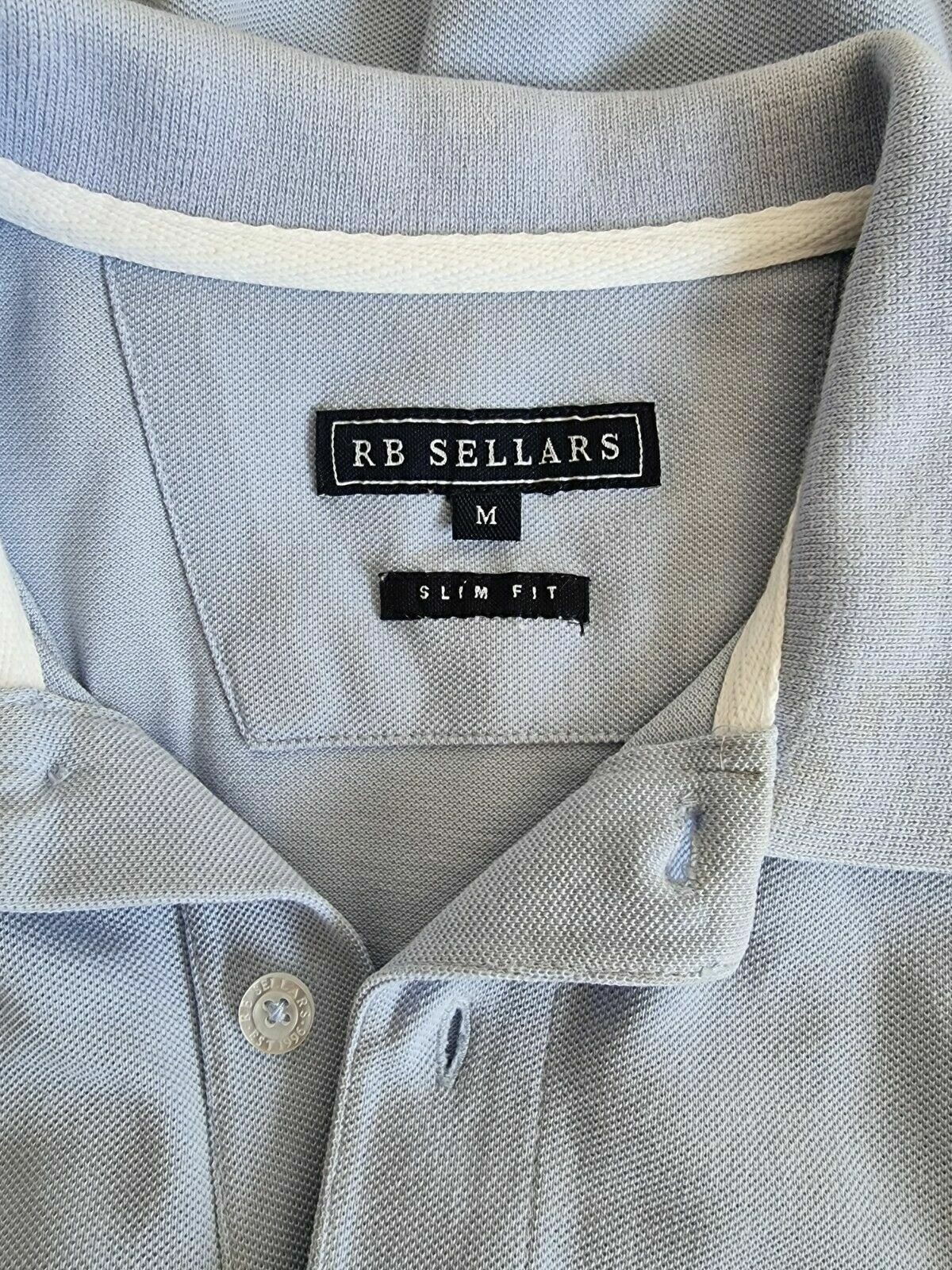 RB Sellars Slim Fit Sky Blue Mens Polo Shirt Size M