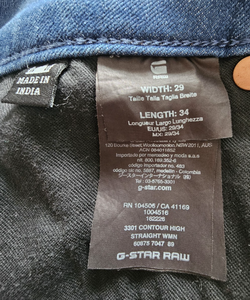 G-star Raw 3301 Contour High Straight Ladies Jeans Size 29 x 29