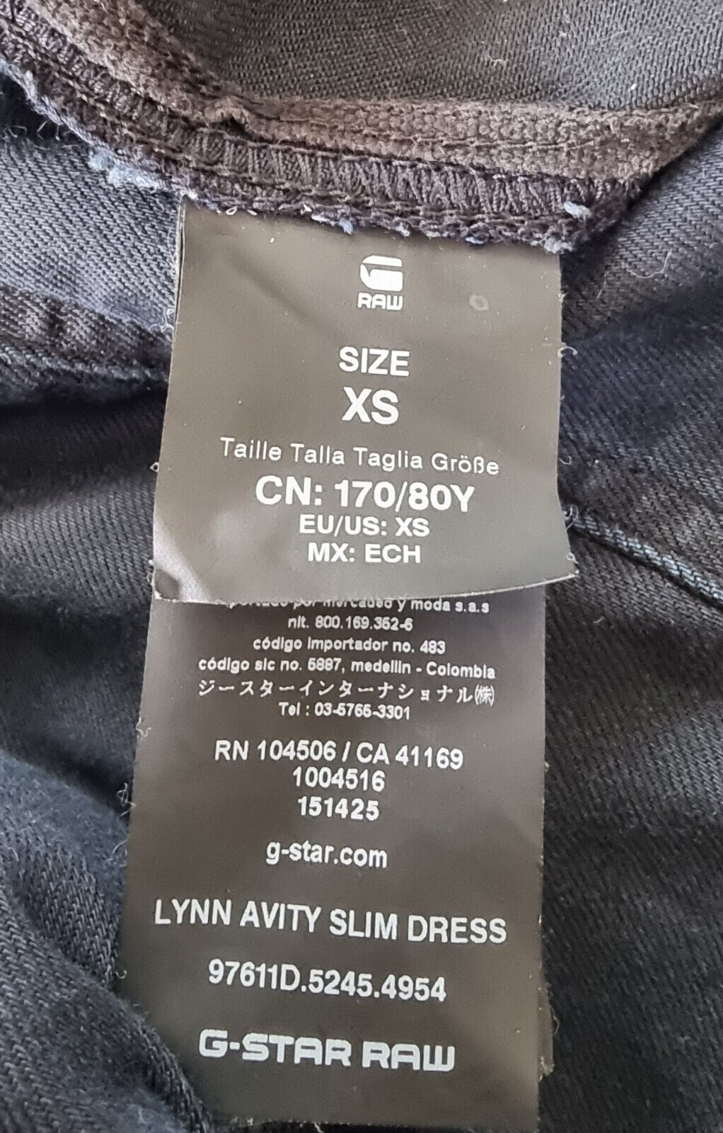 G-Star RAW Lynn Avity Vintage 3D Aged Zipped Slim Dress Ladies Size XS