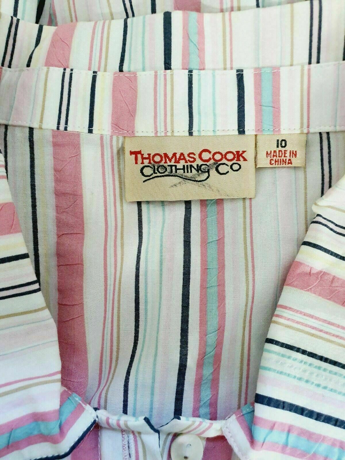 Thomas Cook Candy Stripe Stretch Shirt 3/4 Sleeve Ladies Size 10