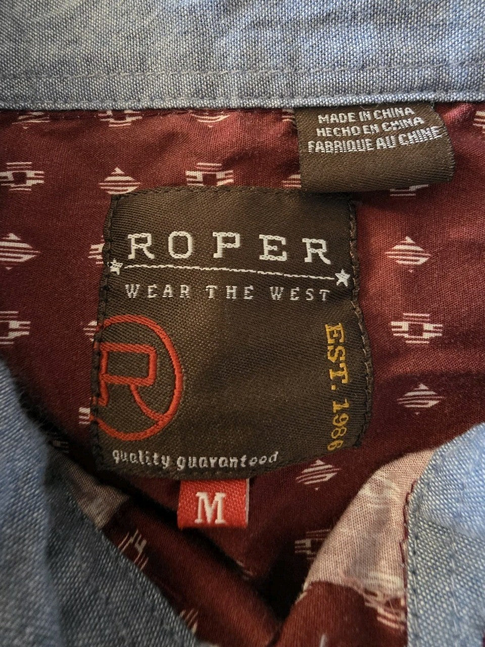 Roper Western Long Sleeve Shirt Men's Size M