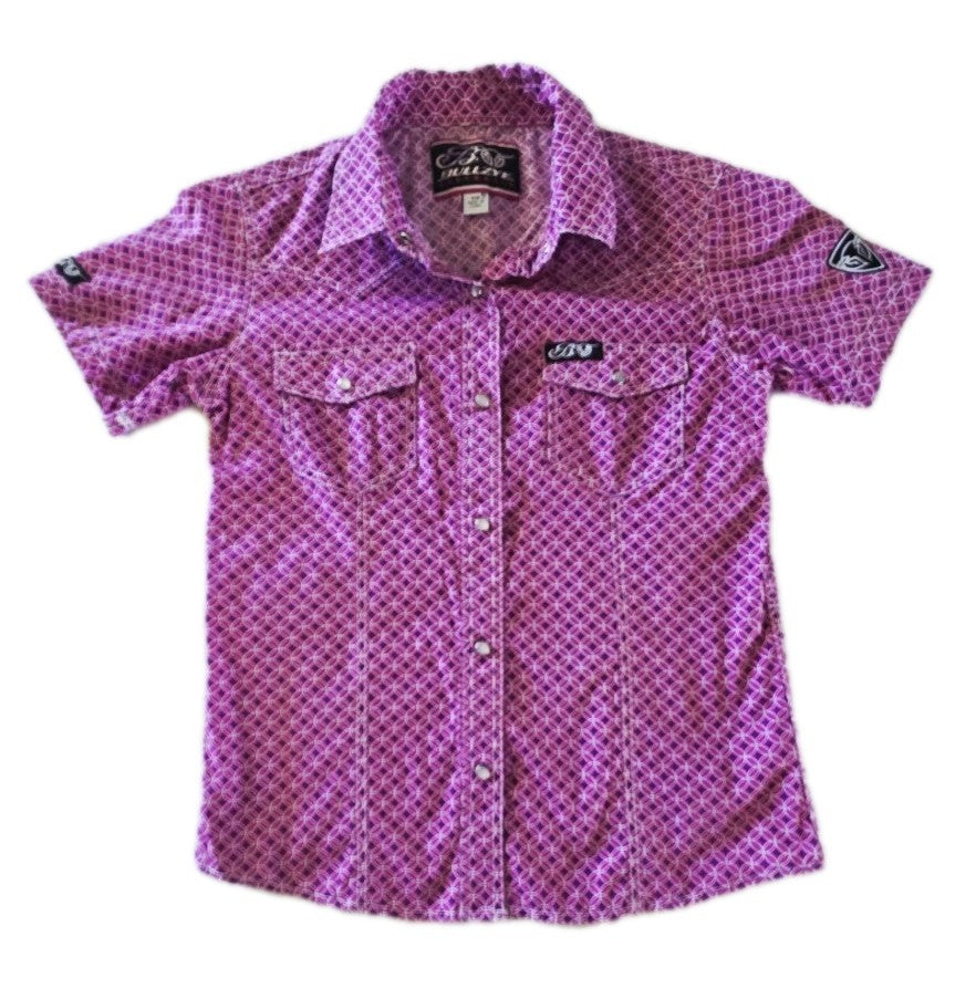 Bullzye Western Rodeo Short Sleeve Shirt Girls Size 12