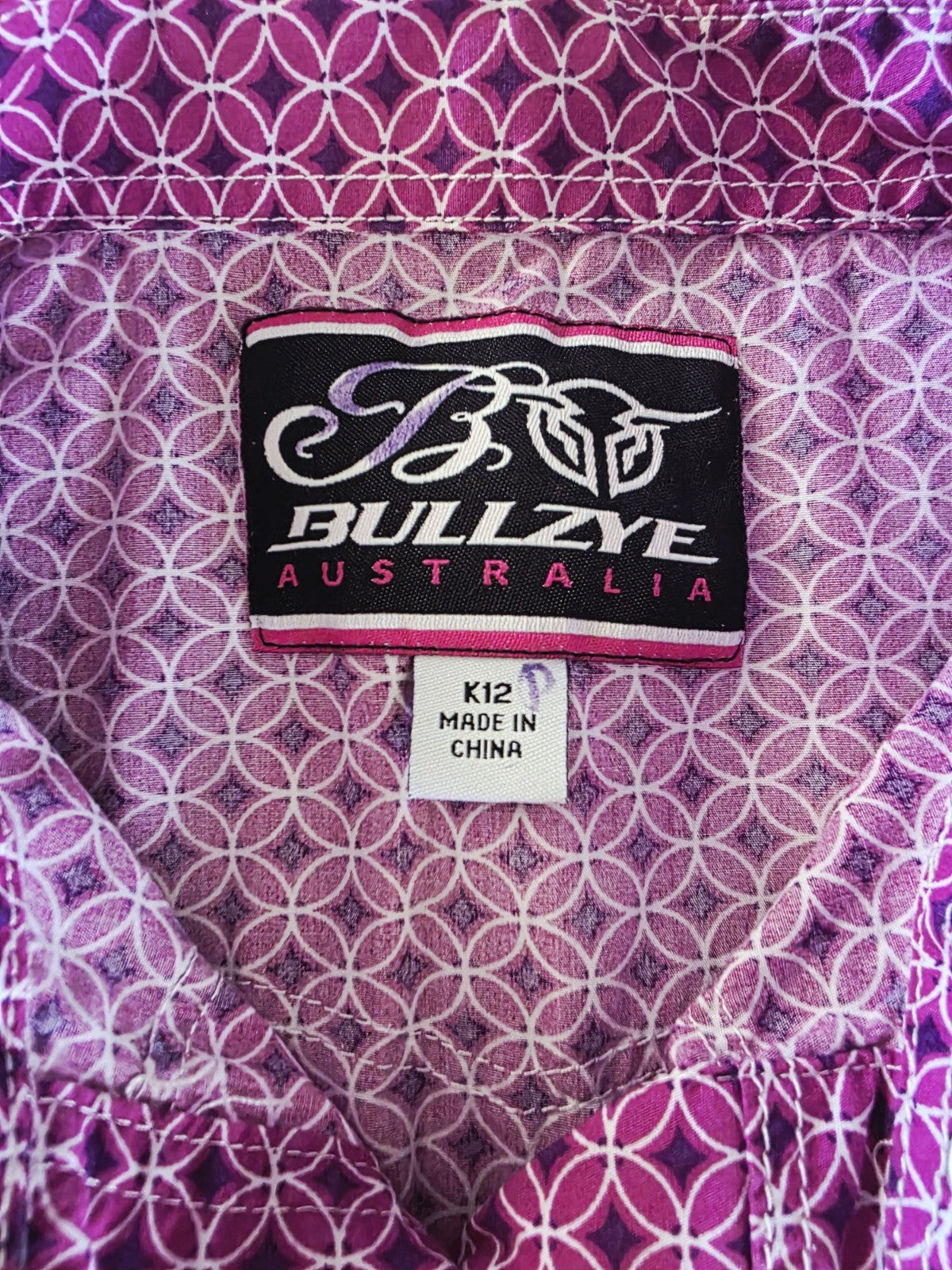 Bullzye Western Rodeo Short Sleeve Shirt Girls Size 12