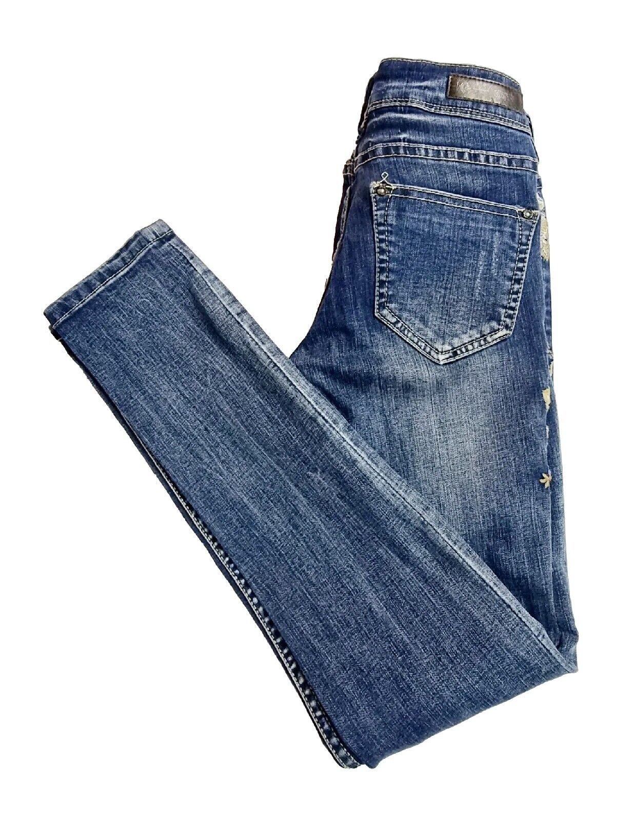 Grace In LA Distressed Floral Detail Skinny Jeans Ladies Size 24