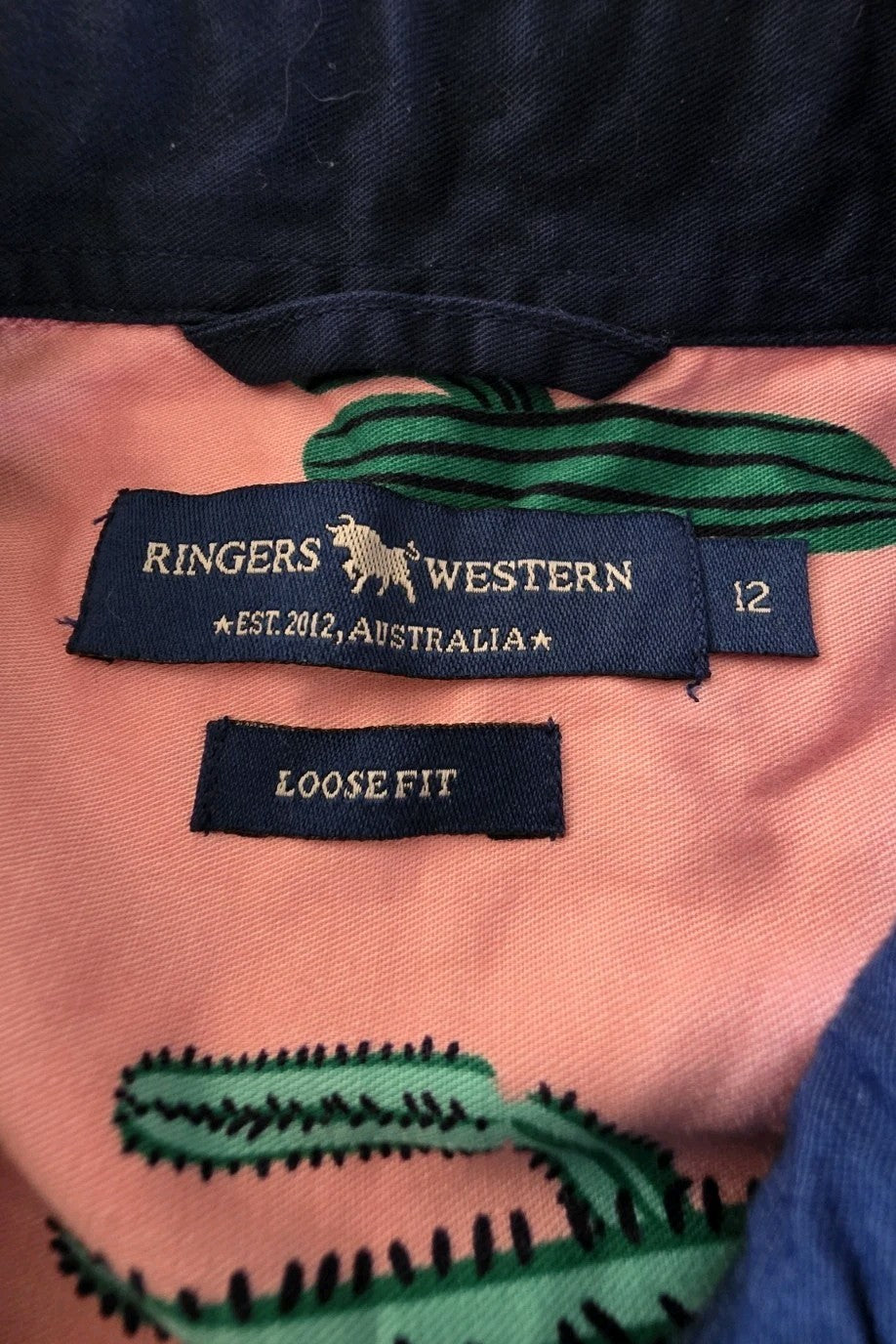 Ringers Western Loose Fit Cactus Sleeveless Logo Shirt Ladies Size 12