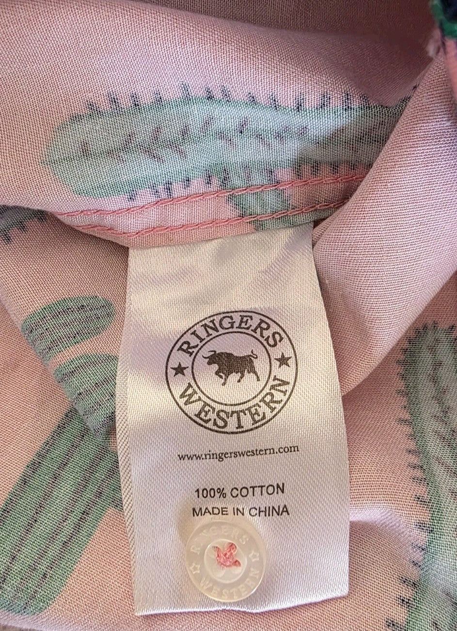 Ringers Western Loose Fit Cactus Sleeveless Logo Shirt Ladies Size 12