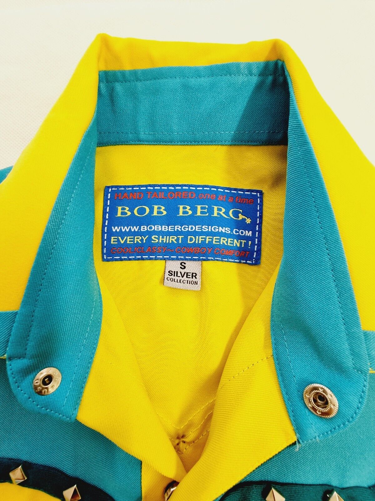 Bob Berg Silver Collection Western Derby Cowboy Shirt Hand Tailored Mens Size S