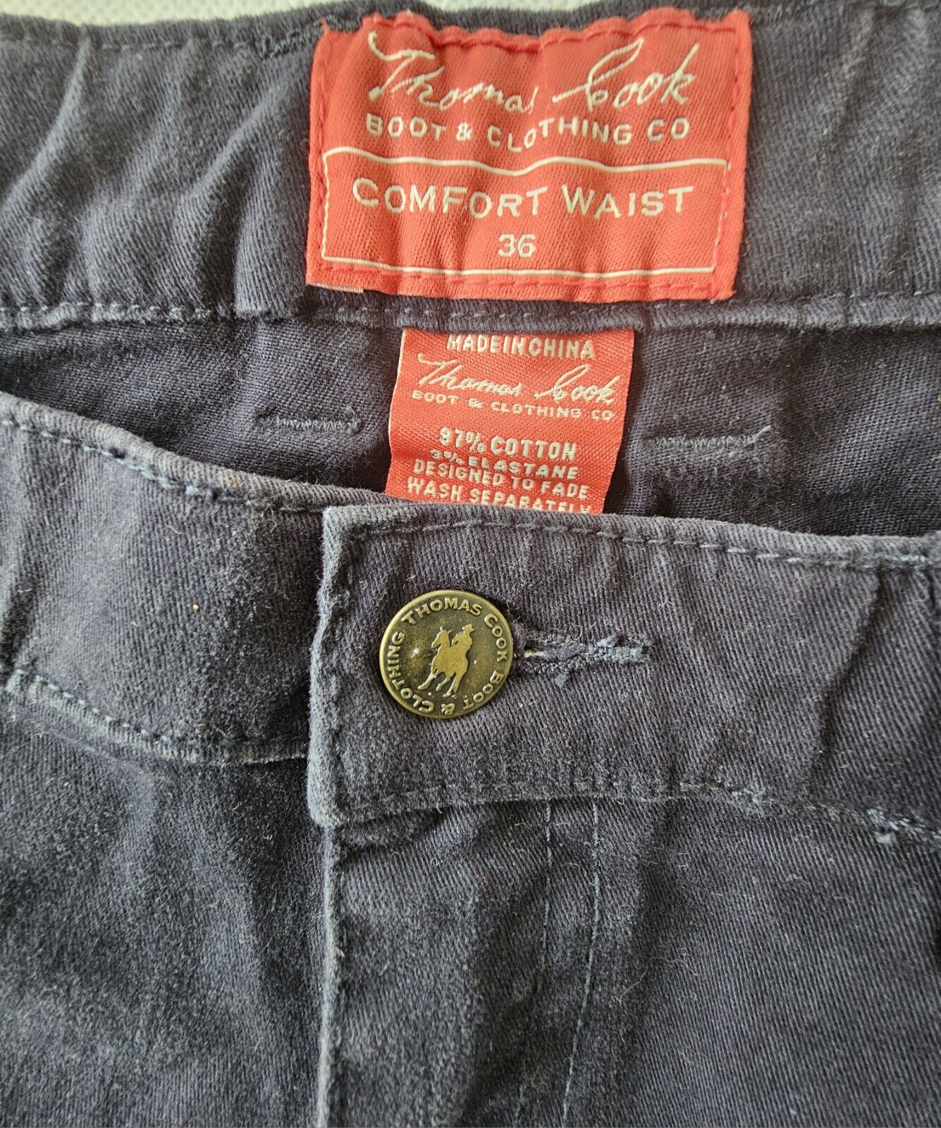 Thomas Cook Genuine Comfort Waist Navy Pants Men's Size 36x27