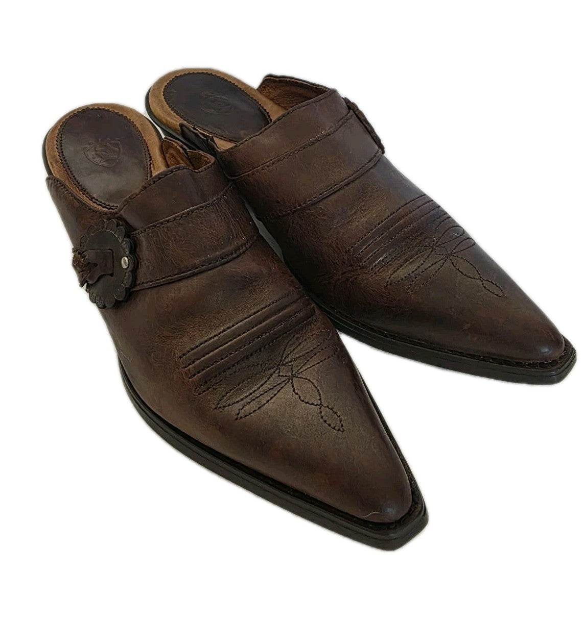 Ariat Western Mules Cowboy Pointed Toe Brown Slip-On Heel Women's Size 7B