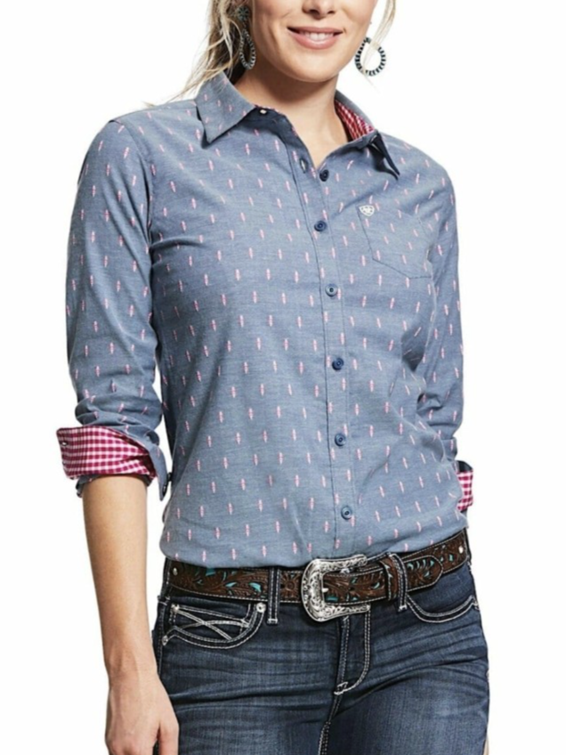 Ariat Fitted Kirby Stretch Long Sleeve Shirt Faith Dobby NEW Ladies Size XL