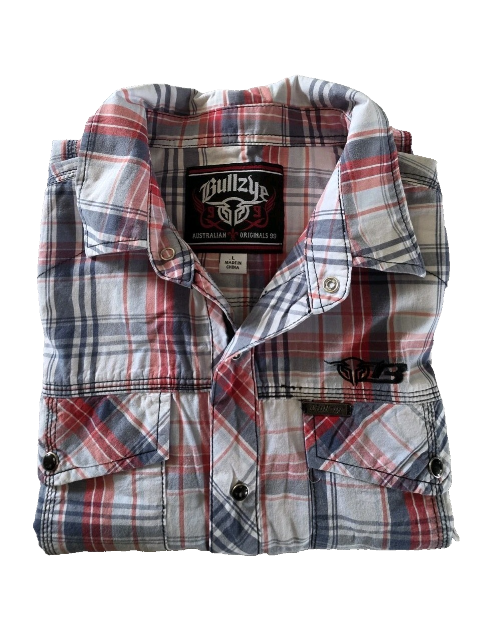 Bullzye Western Short Sleeve Mens Shirt Size L